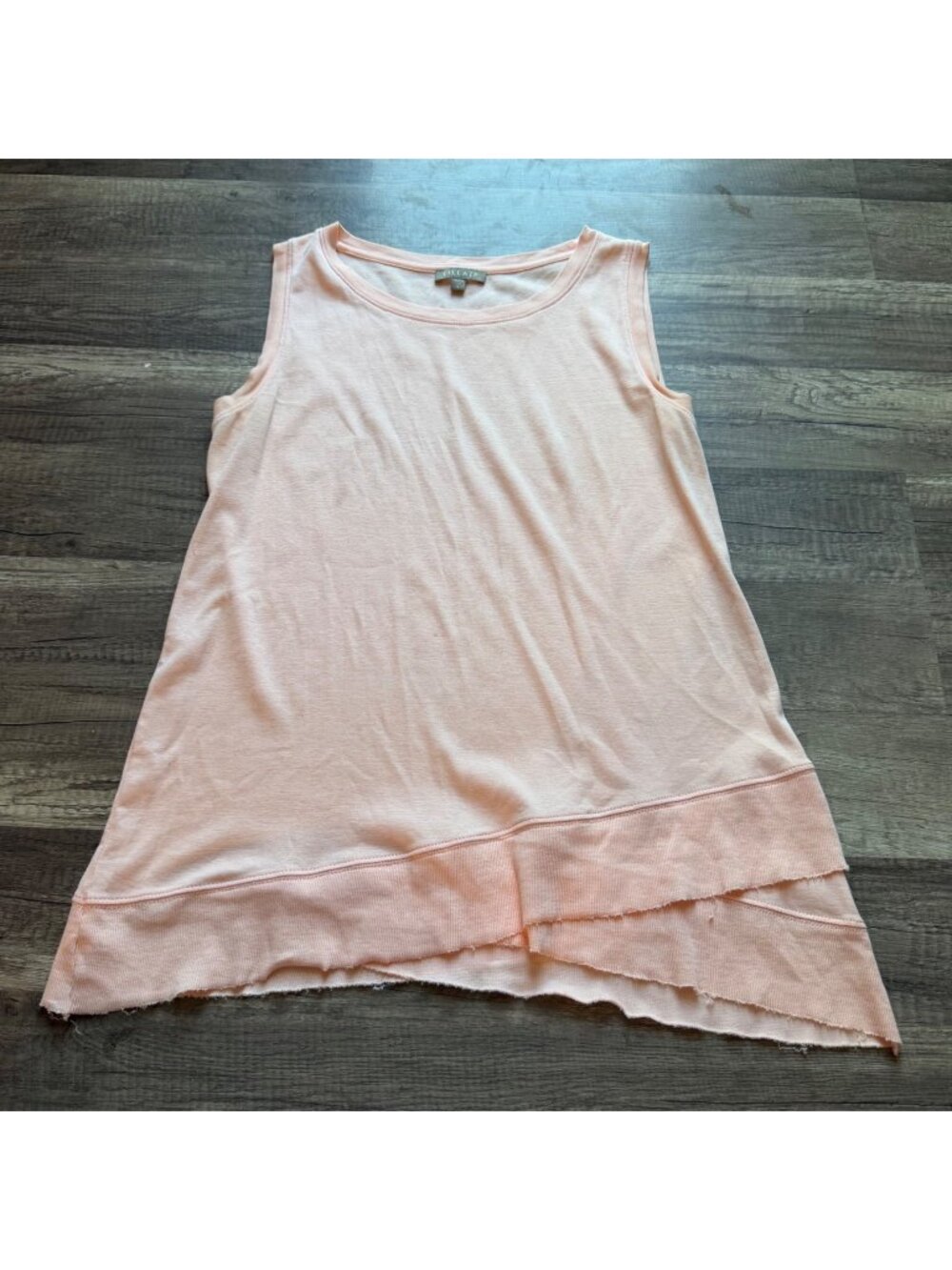 Lilla P Womens Peach Sleeveless Asymmetrical Hem Tank Top Size Small